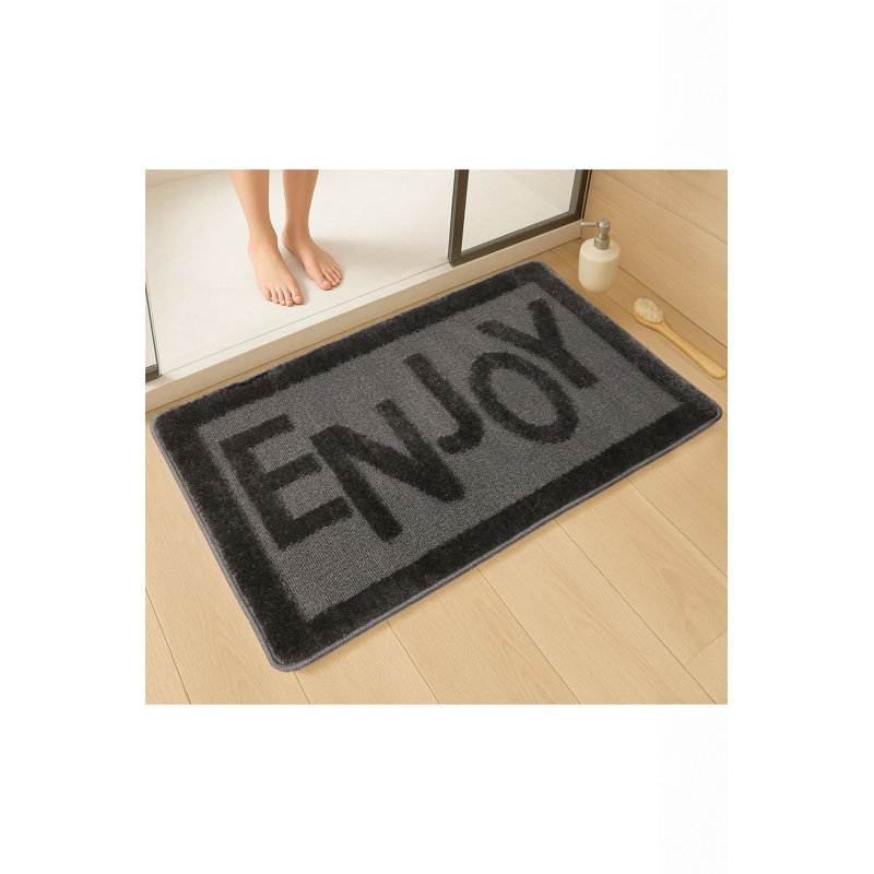 Tapis de bain de haute qualité, anthracite, 23,6 po x 39,4 po | 100% polypropylène, épaisseur totale: 0,4 po | Semelle antidérapante en latex naturel, lavable à la machine, aspirateur | Parfait pour le confort de la salle de bain et du vestibule