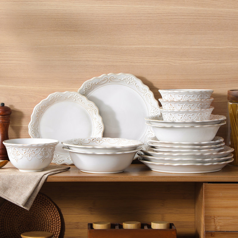 Piece Stoneware Dinnerware Set - Service for 4, White