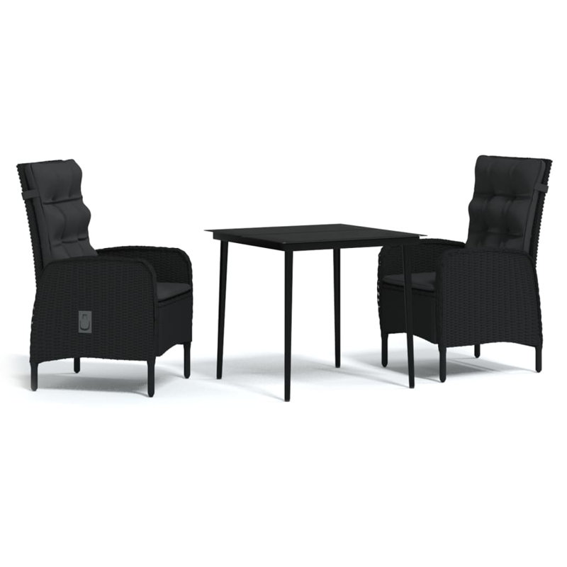 Ensemble bistro 2 personnes Caitlyn-Rose, Noir, 2, H 29,1 po x l 31,5 po x P 31,5 po