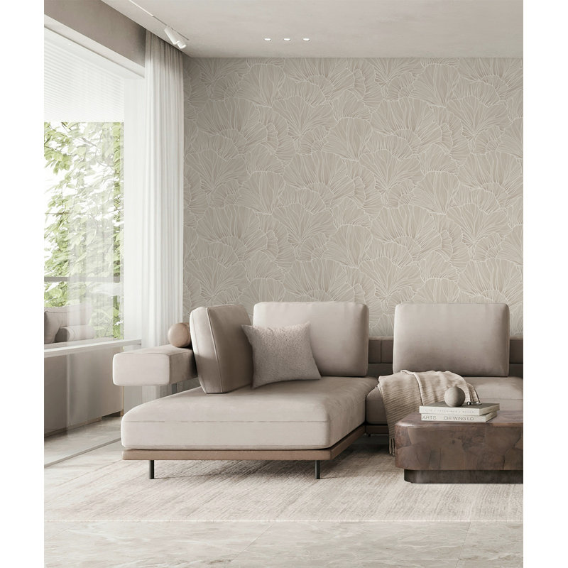  Frosted Linen Coral Way Peel And Stick Wallpaper, Latte