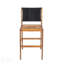 Tabourets de bar d'extérieur en bois d'acacia (ensemble de 2), finition teck avec coussin crème et dossier en osier noir, idéal pour la terrasse et l'îlot de cuisine-48748374