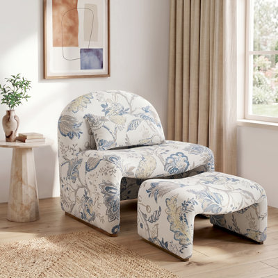Fauteuil demi-tonneau rembourré avec repose-pieds avec coussin lombaire