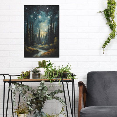 Art mural luxueux «Cypress Trees At Night» par Momart