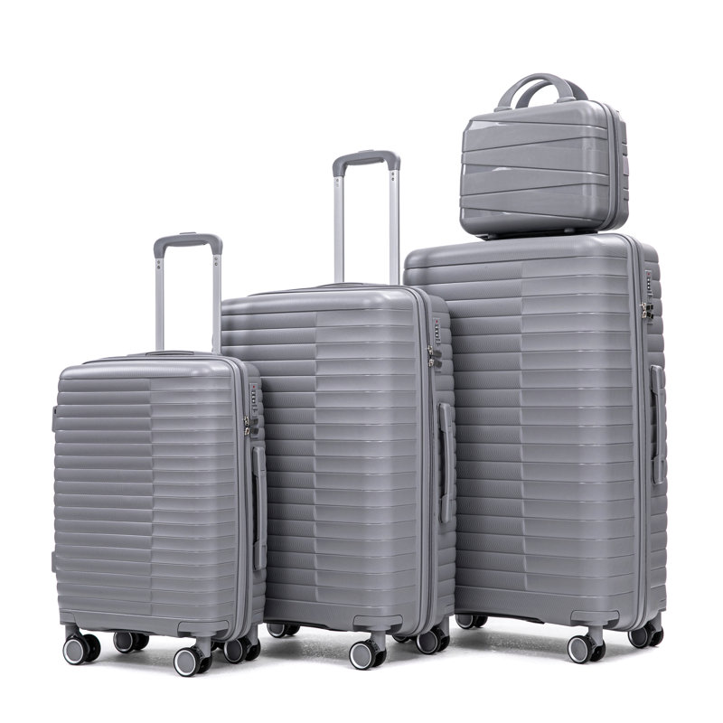 14 "/ 20" / 24 "/ 28" 4 pièces / ensemble dans un bagage de roue pivotante en PP, valise de transport, tringle en fer, serrure à mot de passe à combinaison, étui à cosmétiques 14 "