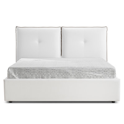 Vegan Leather Metal Wingback Storage Bed