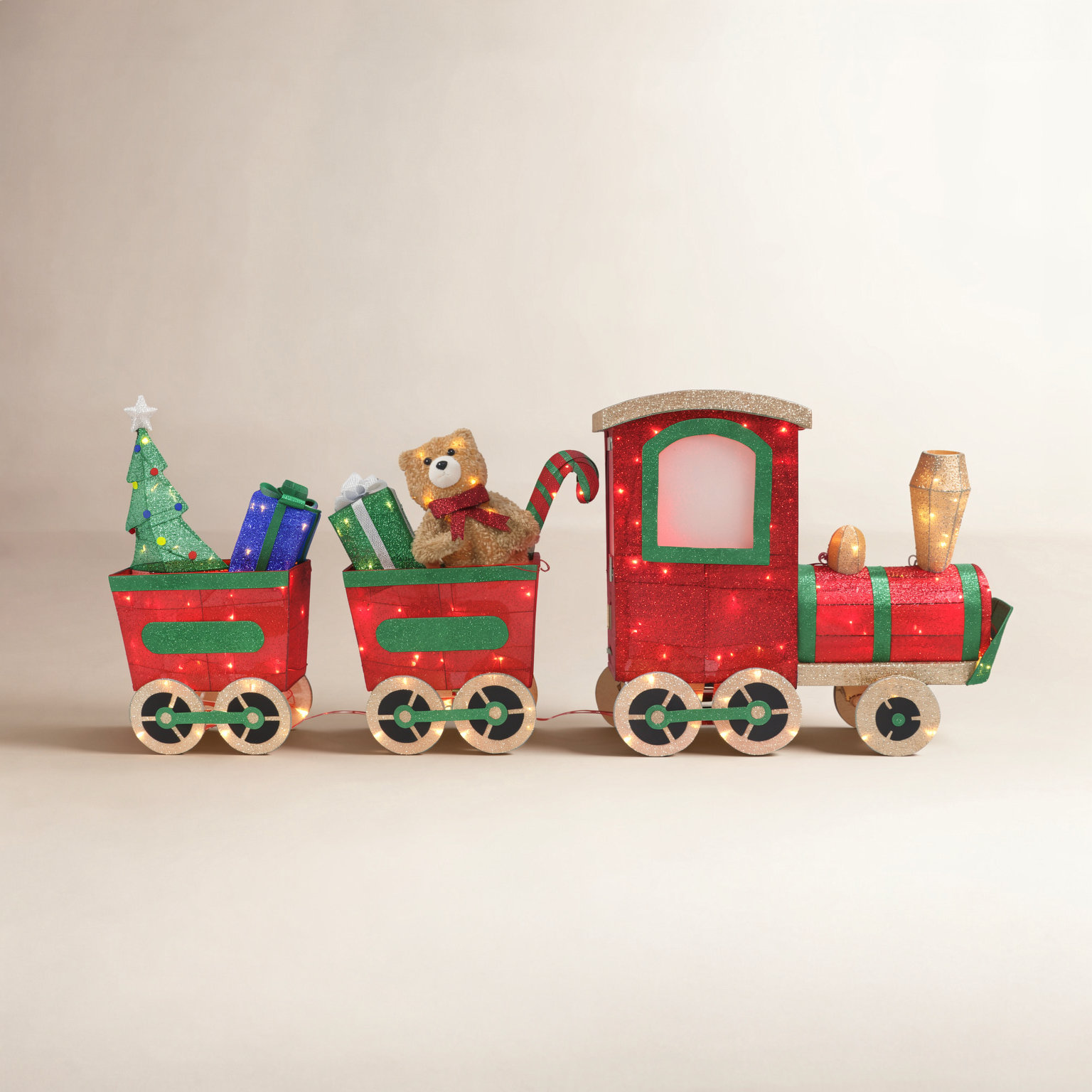 Lighted Wire Frame Train with Presents
