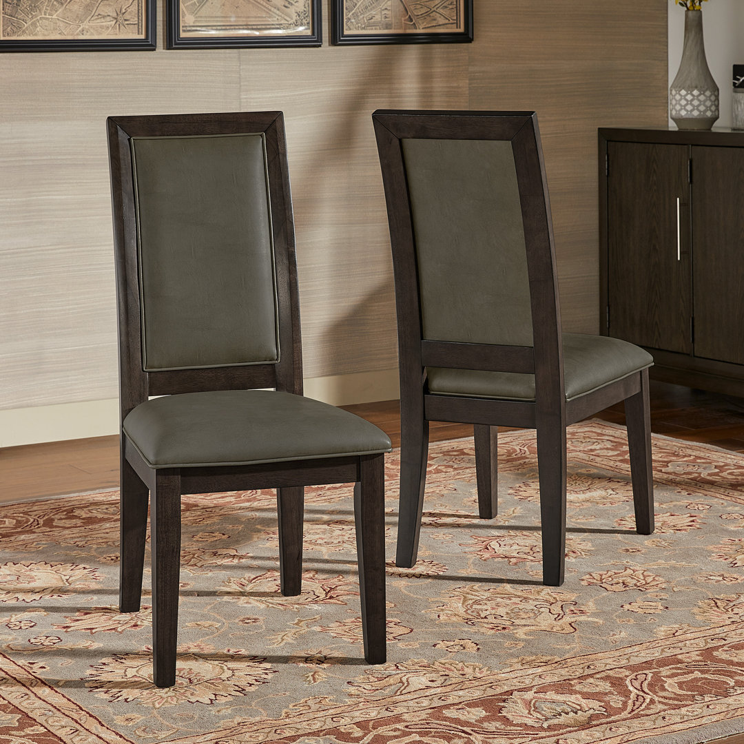 Burholme Brown Finish Vegan Leather Dining Chair (Set Of 2) (Set of 2) Lark Manor™