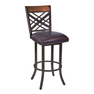 30" Barstool in Auburn Bay finish with Brown Pu upholstery