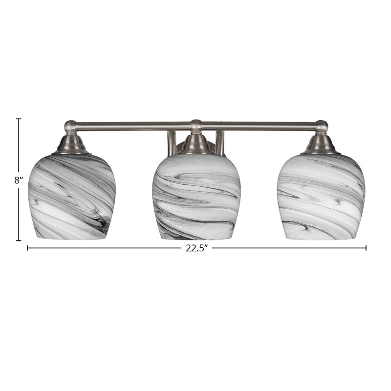 Michell 3-Light Bath Bar, Brushed Nickel, Onyx Swirl