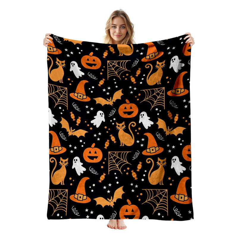 Couverture simple en flanelle JYK Halloween, Witch Hat Pattern