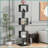 Bookshelf 6-Tier 360° Rotating with Acrylic Plates &amp; Anti-Toppling Base | Black | Particle Board