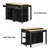 47 Inch Kitchen Island With Extendable Dining Table, Rubber Wood Veneer Kitchen Table With Internal Storage Rack, Power Outlet, Kitchen Island With Storage 2 Drawers 2 Cabinet, Black-1030590843