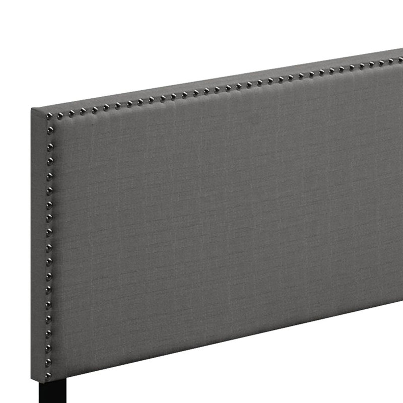 Upholstered Queen Panel Bed In Grey - Comfortable Legs & Style Bedroom Chic Upholstery Wood