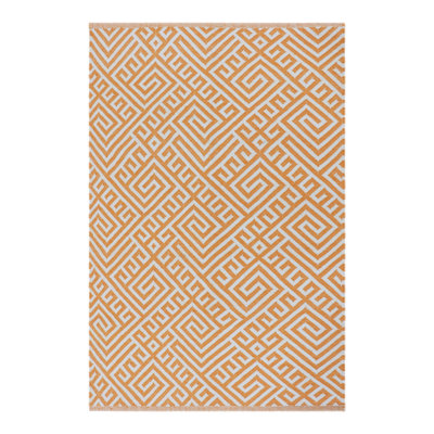 Wowza Geometric Area Rug in Orange/Ivory