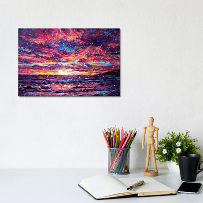 Santa Monica Sunset 1 Piece Wrapped Canvas Wall Art