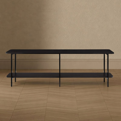 Celine 71" Contemporary Modern Console Table with 2 Shelves in Black