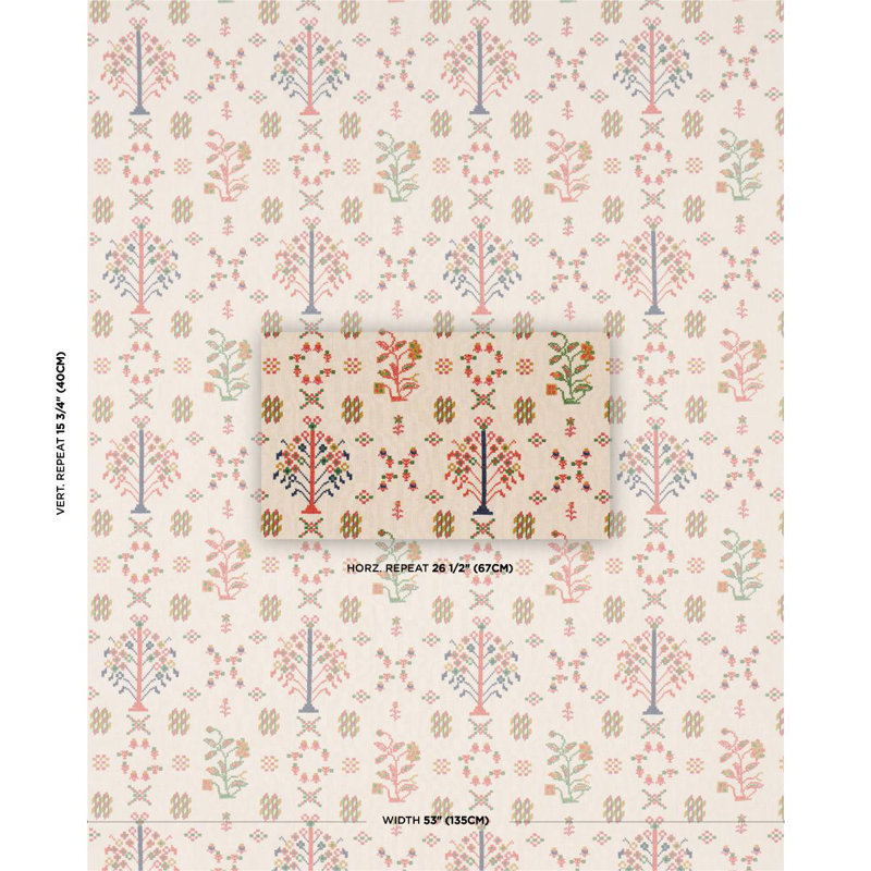 Fairview Cross Stitch Embroidery Fabric, Tan/Red