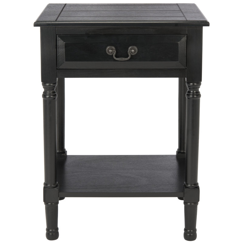 Peters End Table with Storage, Black