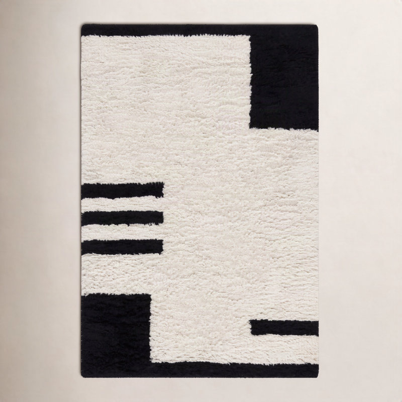 Tapis noir / ivoire Beaufort, Rectangle 6 pi x 9 pi