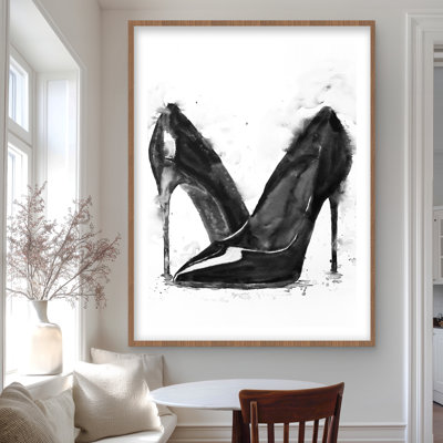 Black High Heels Shoes - Fashion Minimalist Framed Print