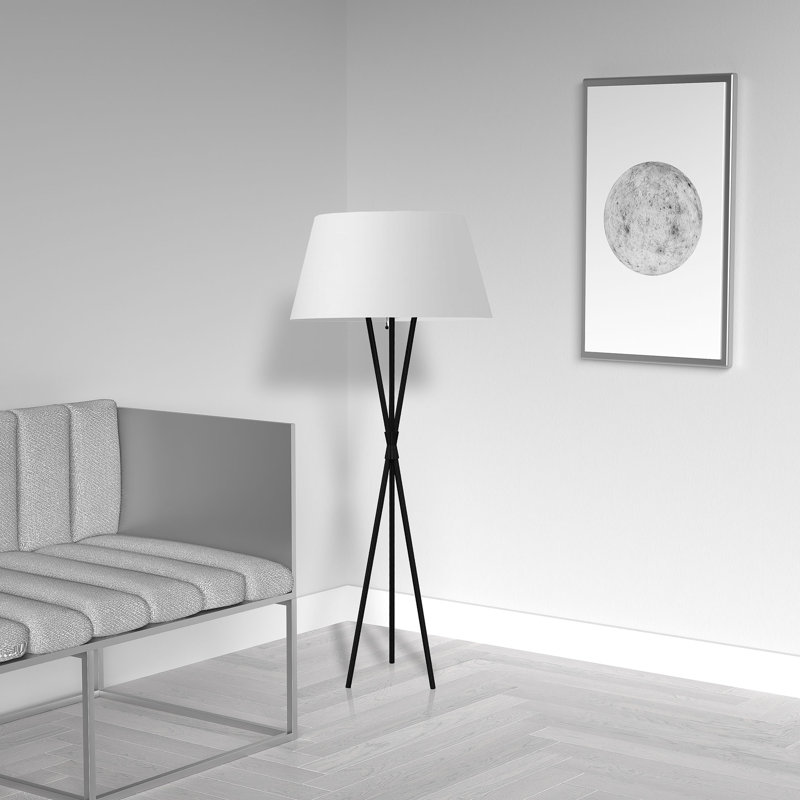 Lampe sur pied 150 noir mat, gris, Doré