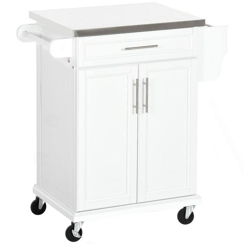 Rolling Kitchen Island Cart With Stainless Steel Countertop, Drawer, And Multiple Racks For Enhanced Storage And Mobility