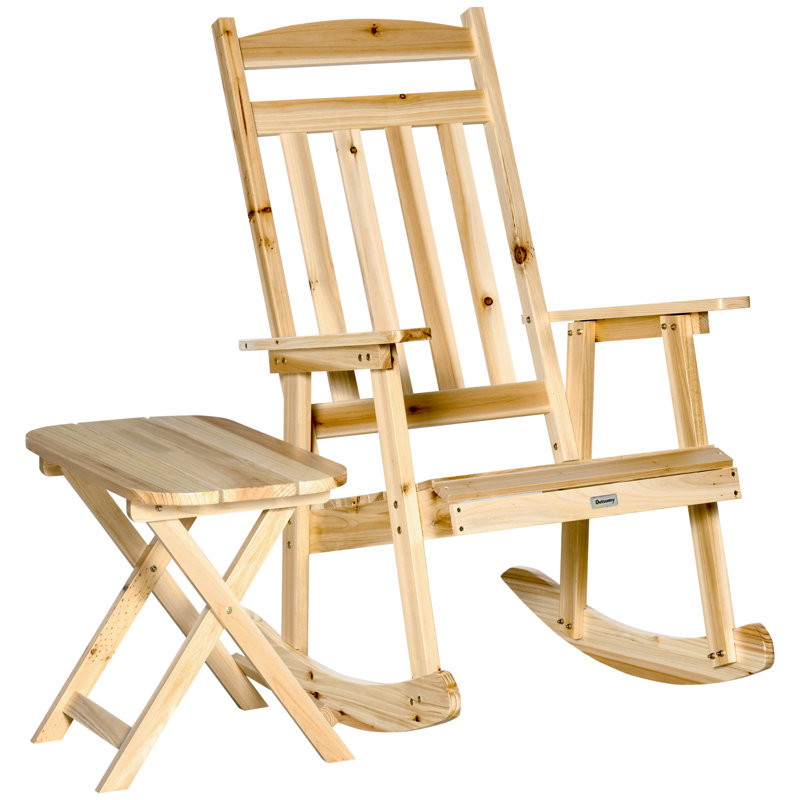 Chaise berçante d'extérieur en bois massif, Naturel