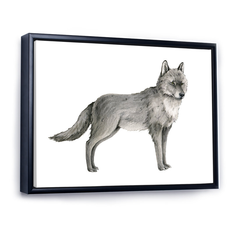 Portrait d'un loup I - reproduction sur toile, H 34 po x l 44 po, Toile à cadre flottant noir