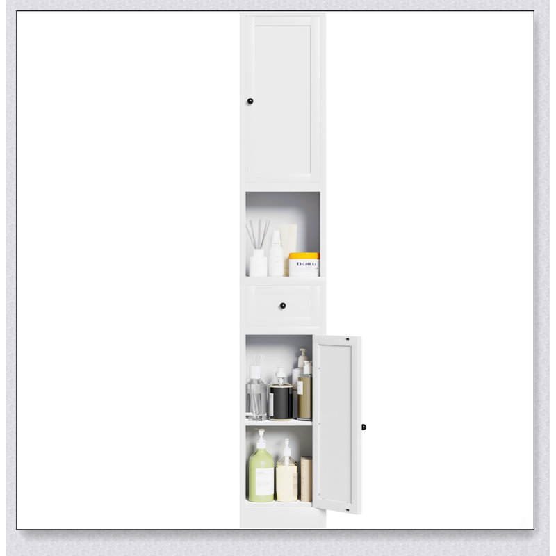 Armoire de rangement pour salle de bain de 71 pouces de hauteur, armoire étroite en métal à 5 niveaux avec 2 portes et tablettes réglables pour économiser de l'espace dans la cuisine, la salle de lavage et le garde-manger