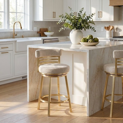 Touchet Counter Height Light Cashew Open Back Brando Brass Metal Barstool With Fabric Seat
