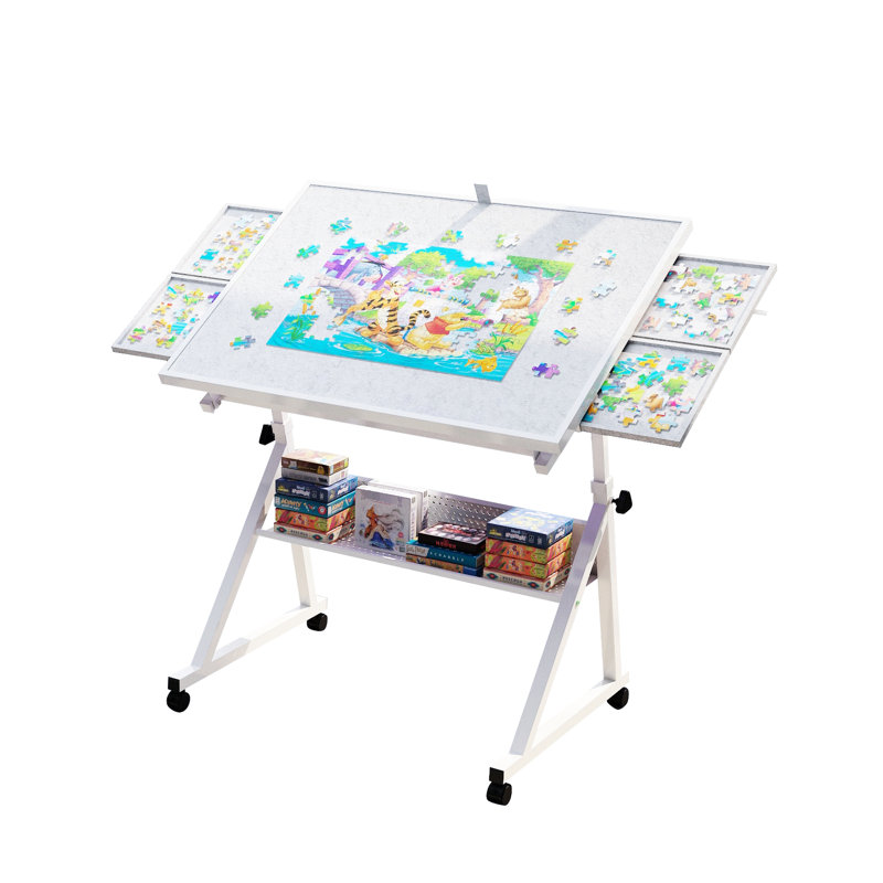 Spot fonctionnel avec table ajustable, 4 tiroirs et grande capacité de rangement, hauteur et angle du noyau avancé, compartiments de tiroir