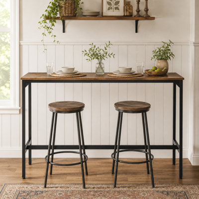 Table de bar en bois naturel de 55,42 pouces, idéale pour les bars, les cafés, les cuisines et les restaurants.