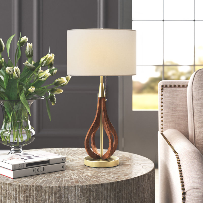 Ensemble de lampe de table en laiton / noyer 22,6 po Kirkby