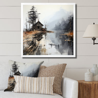 Minimalism Moody Lakehouse Overcast I - Lake River Canvas Art
