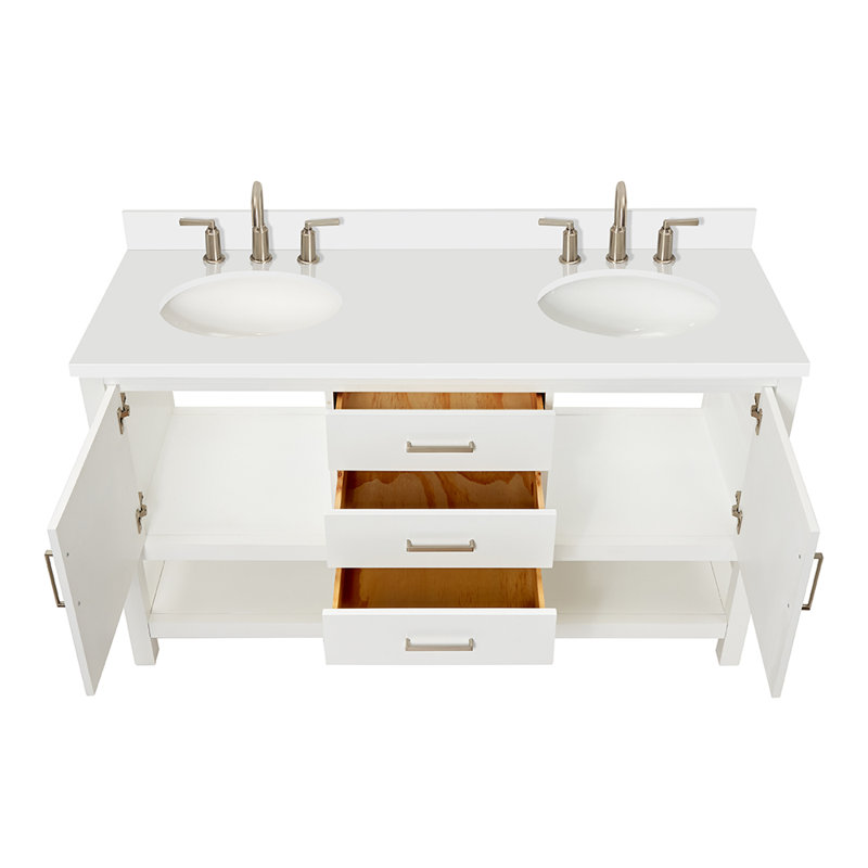 Ensemble de meuble-lavabo double 61 po Abby, Blanc