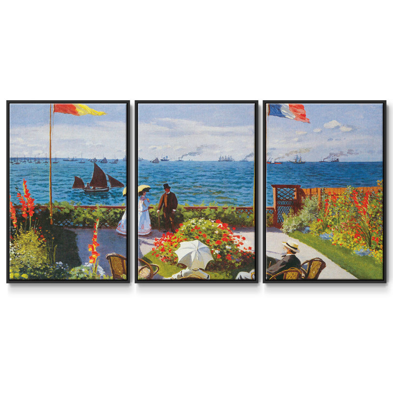Claude Monet 3 pièces, Cadre noir, H 40 po x l 78 po