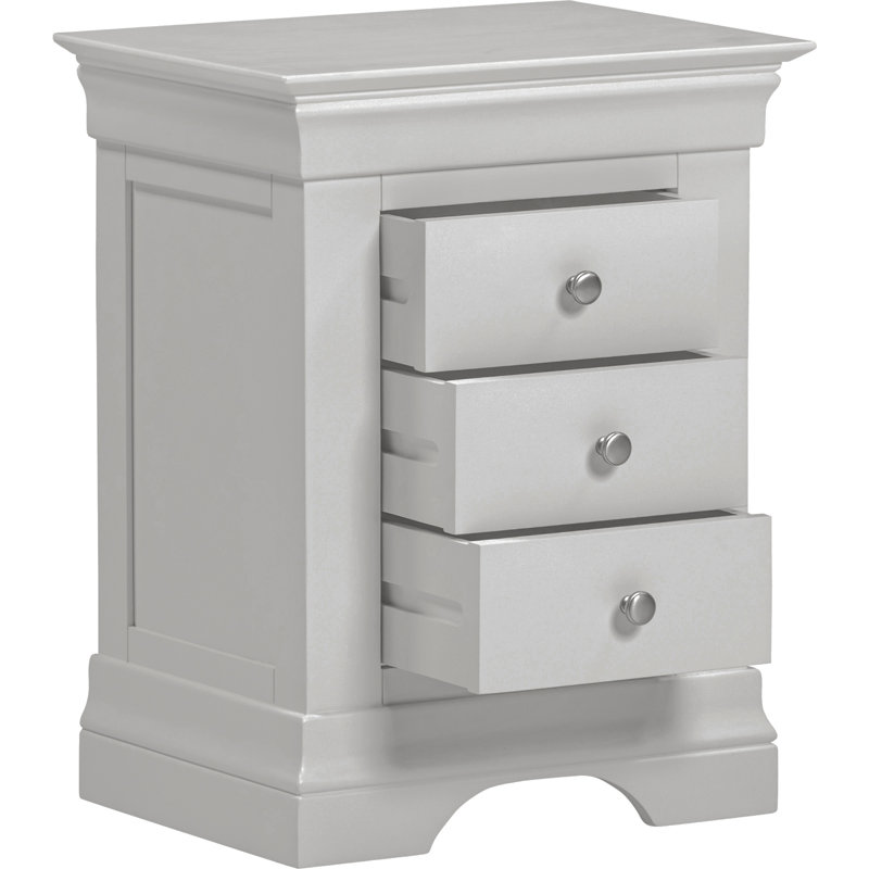Adaleya 3 Drawer Bedside Chest, Grey