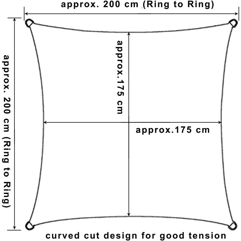Dumbarton Rectangular Shade Sail, Grey, 200cm H x 200cm W x 0.2cm D