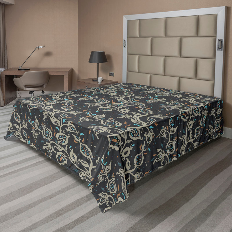 Floral Flat Sheet, Pale Sepia Dark Grey