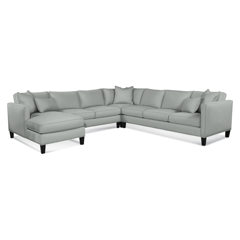 Sectional, Green and Blue Stripe; 0252-54, Left Hand Facing, Black