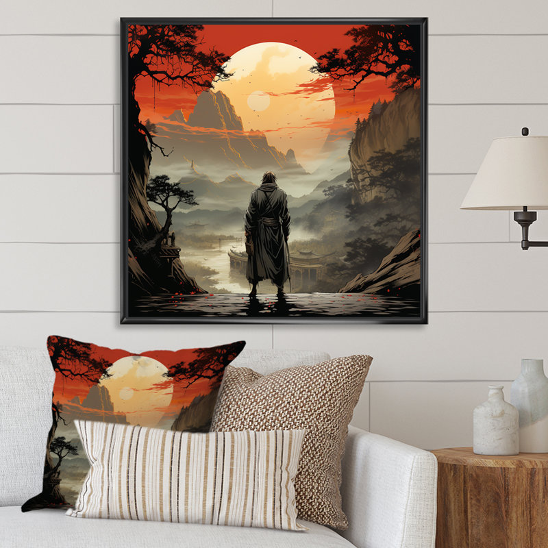 Art mural japonais, Japon, Cadre flottant noir, 30" H x 30" W