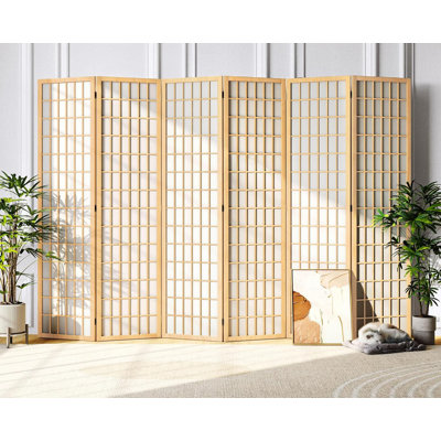 Room Divider Screen 6 Panel, 5.9 Ft Folding Privacy Screen for Room Separation, Shoji Screen Japanese Style Room Divider Wall,