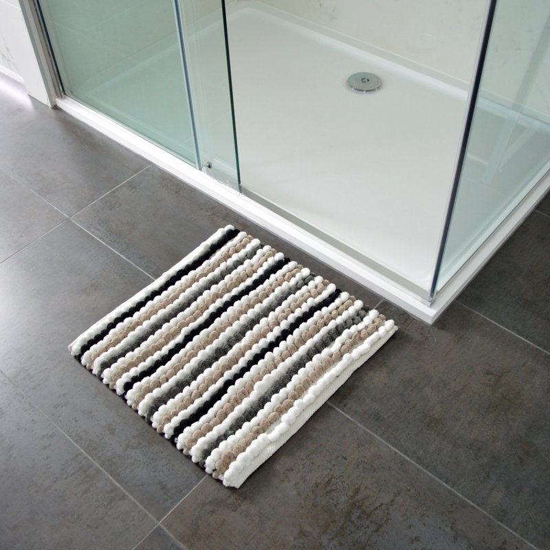 Kupar Chunky Bobble Square Bath Mat, Monochrome