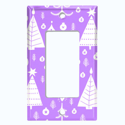 Plaque murale d'interrupteur à bascule mauve avec ornements d'arbre de Noël