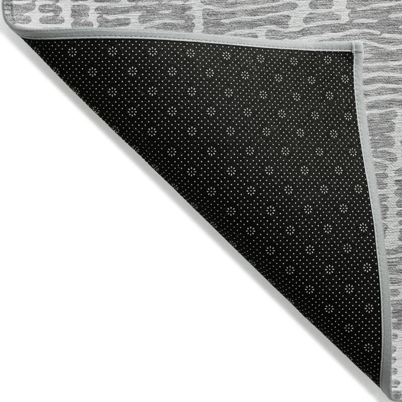Tapis intérieur lavable abstrait gris et ivoire 5 pi x 8 pi