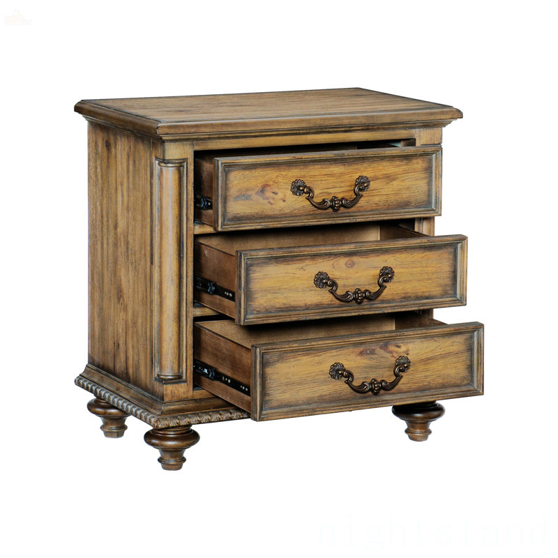 Table de chevet moderne, table de chevet avec quincaillerie en métal à 3 tiroirs
