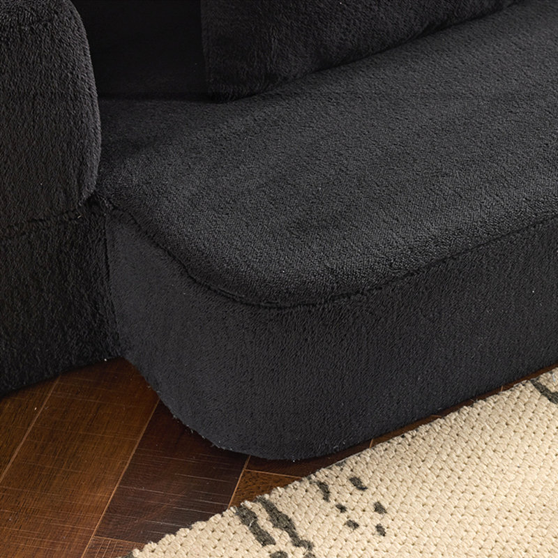 Ebern Designs Transformable Sectional Sofa with 3 Ottoman Stools, Black