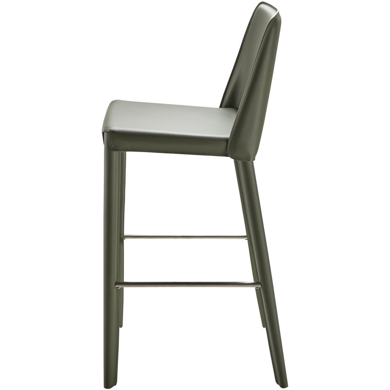Pemma Vegan Leather Bar Stool, Dark Green