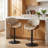 Modern Upholstered Swivel 24”H Barstool, Adjustable Height Counter Stool with Bentwood, Faux Leather Upholstered Bar Stool with Metal Frame-1318632432