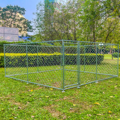 Outdoor Metal Dog Kennel Without Roof with Lock Door